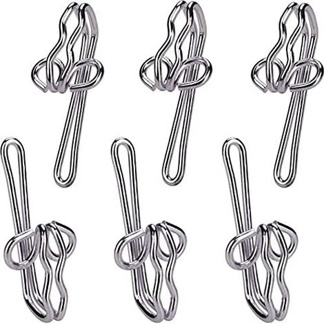 CSPARKV Ganchos para cortinas resistentes de 28 x 12 mm - 100 piezas - Gancho de metal resistente para cortinas, cortina de ducha - Gancho para cortinas versátil y fácil de instalar - Acero inoxidable (1/5)