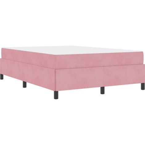 Lit double,Lit adulte,Cadre de lit avec matelas Rose et blanc 140 x 200 cm Velours CFW8777172 (1/5)