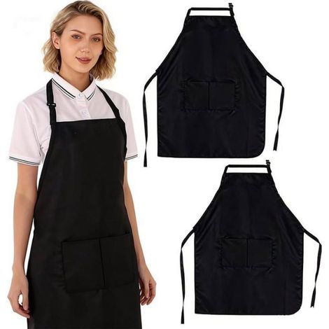 2 Pièces Tablier de Cuisine Femme, Tablier Cuisine Homme avec 2 Poches, Barbecue Réglable Coton Antitache, idéal TABLIER DE CUISINE (1/5)