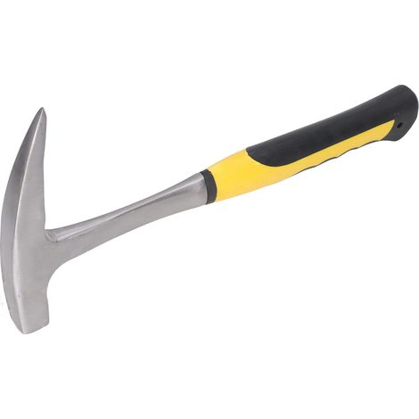 Marteau de géologue, marteau d'exploration, tête pointue, marteau à tête plate, bec pointu, marteau d'exploration géologique à bec de canard, manche jaune, grand marteau de géologue à tête pointue (1/5)