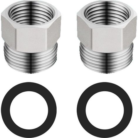 Raccord rond pour tuyau de douche, réducteur pour flexible de douche, G1/2" à G3/8", acier inoxydable chromé (1/4)