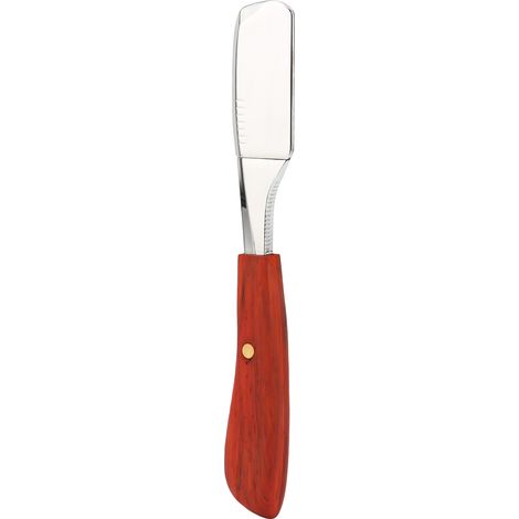 Porte-lame de rasoir droit vintage en bois pour salon de coiffure, manuel et finition argent brillant (1/5)