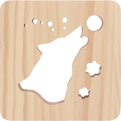 Lampe décorative 3D en bois LED, motif loup découpé, lumière chaude blanche, bois de pin, alimentation USB, veilleuse murale ambiance chaleureuse (1/5)
