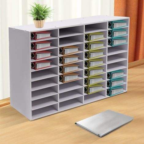 Literature Organizer White Desktop File Holder 36 Compartments Office Mailbox (1/5)