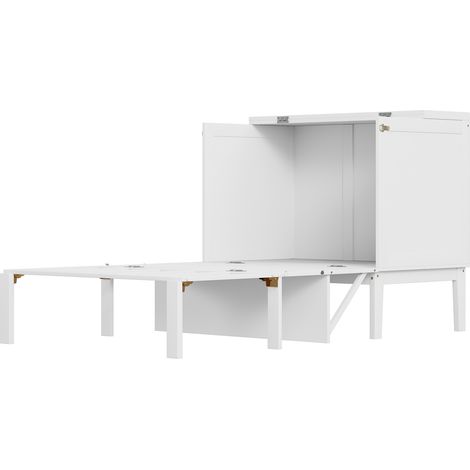 Letto a scomparsa verticale 90x200 cm con rete a doghe in legno e metallo bianco MODENUIT (1/5)