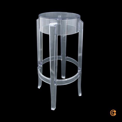 [GEBRAUCHT] B-Ware Kartell Charles Sitz Hocker Sitzhocker Barhocker transparent Stuhl 75 cm (1/2)
