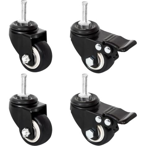 Rollen für Pflanzkübel 4 Stk. Schwarz 8x3,5x8 cm Eisen