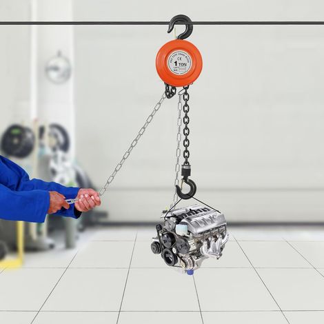 1T Kettenzug Handseilwinde, 1000kg Traglast und 3m Kettenlänge, Einfaches Lastenheben, Flaschenzug Seilzug für Forst und Werkstatt (1/5)