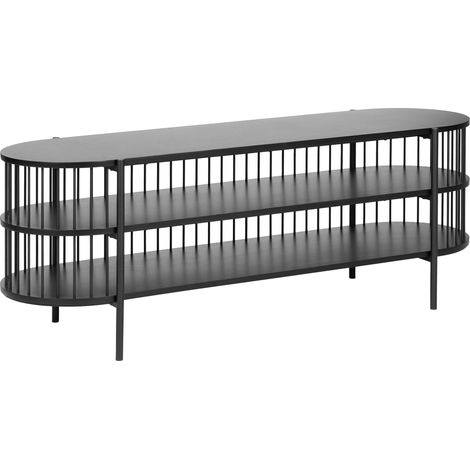 Tavolo porta TV Moderno MDF 2 ripiani Soggiorno Nero Birson