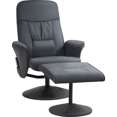 Fauteuil de massage avec repose-pieds, fauteuil ergonomique à 10 points de vibration, similicuir, 76 x 81 x 105 cm, gris foncé (1/5)