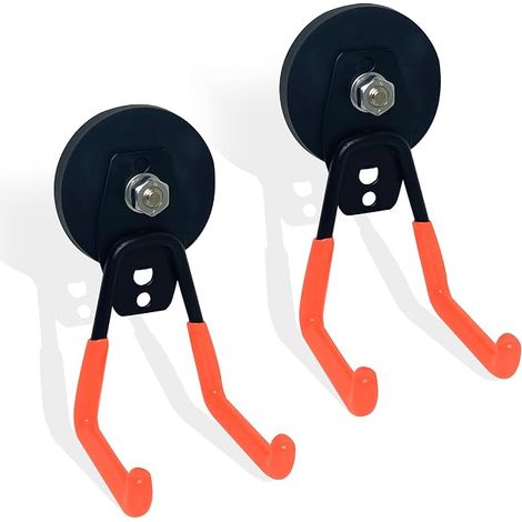 Ganchos magnéticos resistentes, ganchos magnéticos para garaje, ganchos prácticos para colgar herramientas de jardín, mangueras de extensión para herramientas eléctricas, 2 piezas, base de 66 mm (1/5)