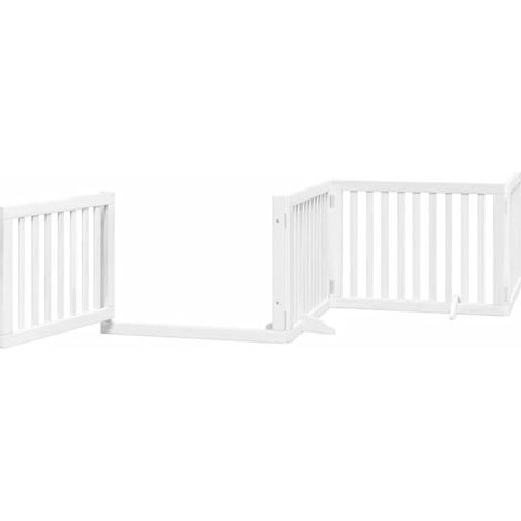 Barrière de sécurité pour chien animaux de compagnie porte pliable 12 panneaux bois de peuplier blanc
