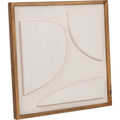 Cuadro artesanal de madera reciclada con relieve blanco 62x4x62h cm (1/5)