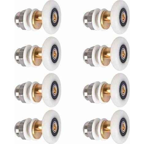Rulli per porte doccia, rulli per porte scorrevoli di box doccia, pulegge, ruote di ricambio per porte doccia con diametro ruota di 27 mm, 8 pezzi - Crezuo (1/4)