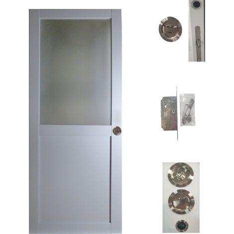 Porte Coulissante Athena RAL7035 Vitree H204 x L73 + serrure a condamnation (1/4)