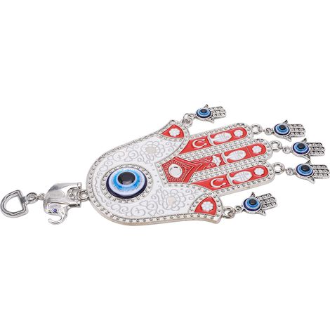 Ornement Hamsa Bleu pour Voiture - Décoration Murale Main de Fatma Rouge et Bleue pour Maison Bureau (1/5)