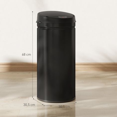 Poubelle intelligente 42 L avec capteur infrarouge et couvercle à fermeture silencieuse, en inox brossé, sans contact, idéale pour cuisine moderne et hygiénique. (1/5)