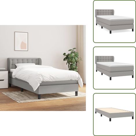 Boxspringbett mit Matratze Hellgrau 90x200 cm Stoff - Boxspringbett - Doppelbett - Bettenrahmen - Lattenrost - Matratze (1/5)