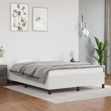 Lit adulte - Cadre de lit pour Adultes, Enfants Blanc 140x190 cm Similicuir -56738 (1/5)