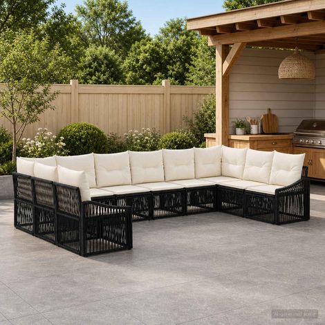 Set Divano da Giardino 10 pcs Nero polyrattan vidaXL (1/5)