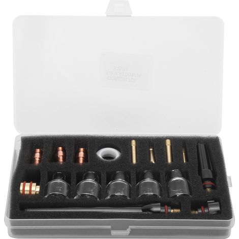 Kit accessoires chalumeau soudage TIG, verre buse, pince tungstène laiton, consommables pour WP-17/18/26. (1/5)