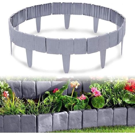 Bordure De Jardin - Polypropylène - 25 cm x 23 cm - Pour Parterres Fleurs Pelouse Allée - 10 Pièces - Anthracite