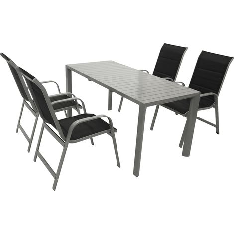 Garnitur BAGO 5-teilig, Alu + Kunstgewebe schwarz (1/5)