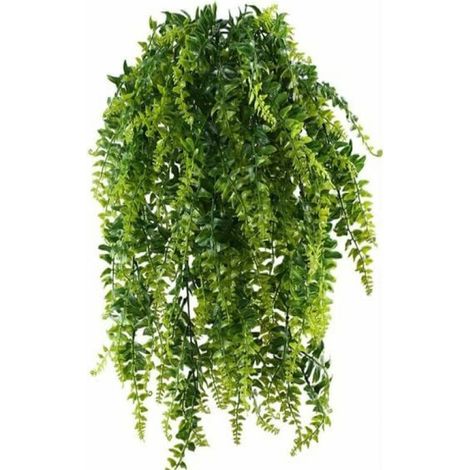 Lot 2 fougères artificielles suspendues 69 cm, plantes UV extérieur intérieur, décor balcon jardin (1/5)