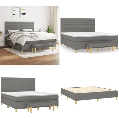 Boxspringbett mit Matratze Dunkelgrau 160x200 cm Stoff - Boxspringbett - Doppelbett - Bettenrahmen - Matratze - Bettdecke - Home & Living (1/5)