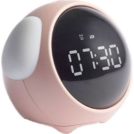 Lntyq Réveil pour Enfants Rapport ponctuel avec veilleuse à Commande vocale Luminosité réglable Détection de la température Fonction Snooze pour garçons Filles,rose (1/5)