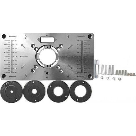 Interlayer plate for router table, woodworking benches, with 4-ring tool holder (1/4)