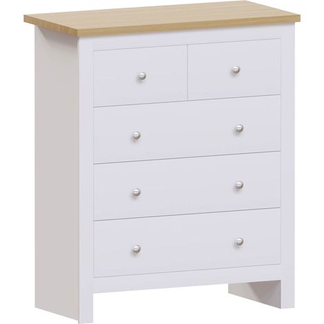 Arlington 5 Drawer Chest of Drawers Bedroom Storage Furniture, White (1/5)