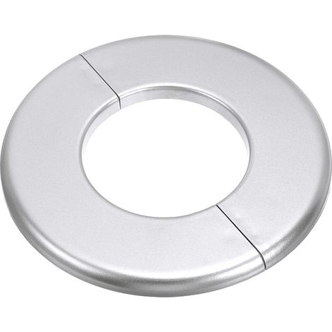 Plaque d'Écussons Auto-Adhésive Ronde 2.52"/64mm, Couverture Murale en ABS pour Tuyau d'Eau, Cache Mitigeur Douche Boucles Rosace Robinet Chauffage Plomberie, Argenté (1/5)
