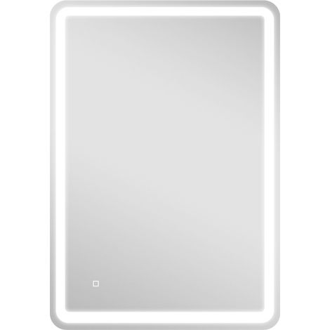 Specchio bagno LED 70 x 100 cm antiappannamento dimmerabile con touch, vetro temperato argentato (1/5)