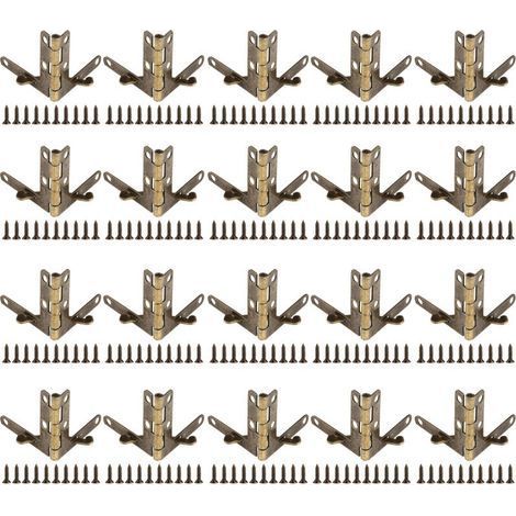 Lot de 20 charnières à ressort à angle de 90° pour petits bijoux, coffrets à vin, boîtes à montres, couvercles en bois (bronze) (1/5)