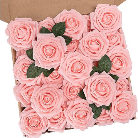 Roses Artificielles - 25 Pièces en Mousse Latex Ivoire avec Tiges - Pour Bouquets DIY Mariage Décoration Maison Fête (1/5)