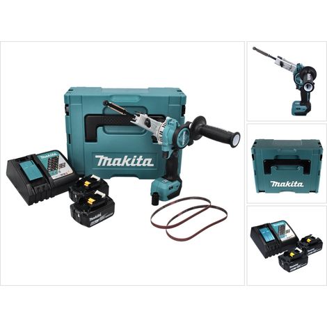 Makita DBS 180 RGJ Akku Bandfeile 18 V 9 x 533 mm Brushless + 2x Akku 6,0 Ah + Ladegerät + Makpac