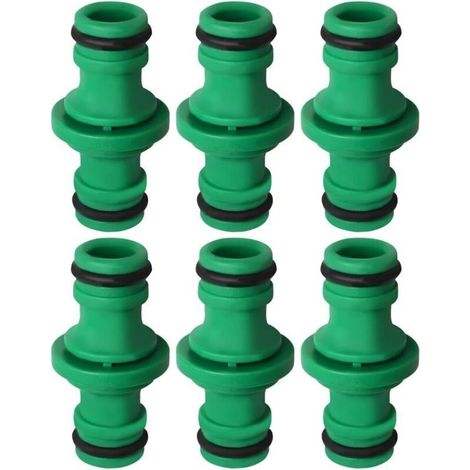 Lot de 6 connecteurs de tuyau à double prise, connecteurs de tuyau d'arrosage verts, adaptés au lavage de voiture et au raccordement de tuyau d'arrosage