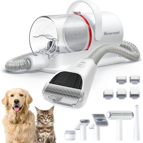 Aspirateur de toilettage pour animaux 5 en 1 avec tondeuse silencieuse et brosses de soin