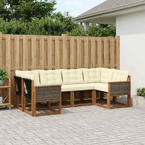 vidaXL Outdoor-Sofagarnitur mit Kissen 6 pcs Natur und Creme (1/5)