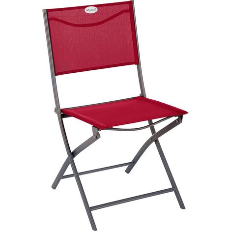 Hesperide – Chaise de jardin pliante Modula rouge – Structure en acier époxy – Assise en texaline – Hauteur d'assise 46,5 cm – Poids 3,4 kg