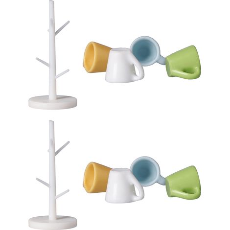 Porte-tasses et mini-meubles décoratifs avec tasses pour la cuisine et la salle à manger de la maison de poupée (porte-tasses et 4 tasses de couleurs différentes) (1/5)