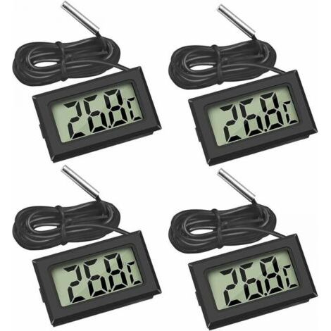 (4X Schwarz) Mini Digital LCD Thermometer Temperatur mit Sonde Temperatur Sensor Tester für Kühlschrank Gefrierschränke Aquarium (1/5)