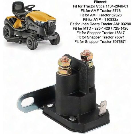 Relais de démarreur 12V 9251426 7251426 pour tracteur AMF, John Deere, Snapper - Interrupteur solénoïde de remplacement, pièce compatible tondeuse (1/2)
