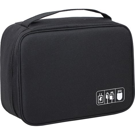1 Sac de Rangement Câbles, Compartiments Ajustables, Tissu Oxford Robuste, pour Voyage et Électronique (1/5)