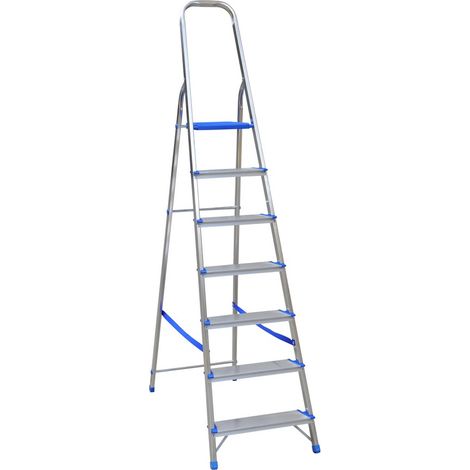 SCALA AUTOPORTANTE IN ALLUMINIO 226 CM 6 GRADINI + PIATTAFORMA - DR1106 (1/3)