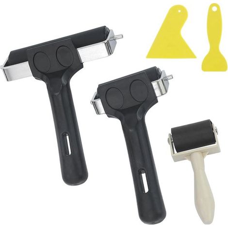 Ein Set aus 3 Gummiwalzen, geeignet für Stempel, Druck und Kunsthandwerk.