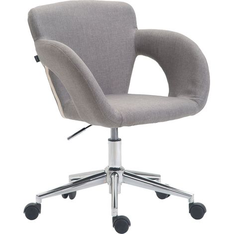 Sillón de oficina con ruedas en tela gris claro, estructura de metal cromado BUR10701 (1/3)