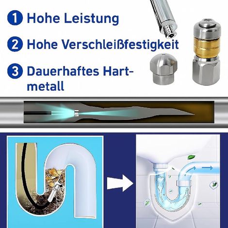 Tuyau Nettoyeur Haute Pression 30m 400 bar, Compatible avec Furet Karcher K2 K3 K4 K5 K6 K7, Parkside, Lavor, Bosch, Avec 2 Buses et 3 Adaptateurs,Déboucheur Canalisation. (1/4)