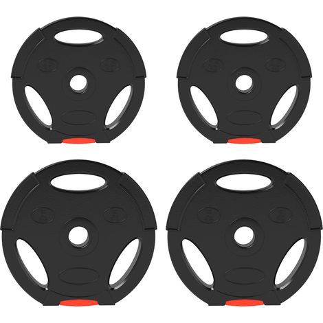 Set de discos para barra de 4 piezas 2 x 5 kg y 2 x 2,5 kg negro, orificio 25/30 mm (1/5)